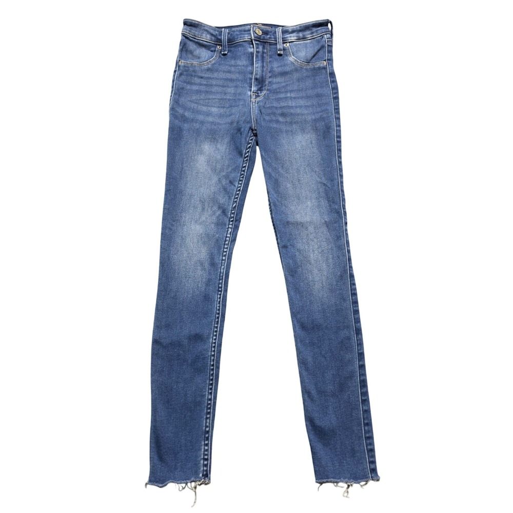Abercrombie & Fitch Simone High Rise Jean Legging Blue Raw Hem Womens 26/2S